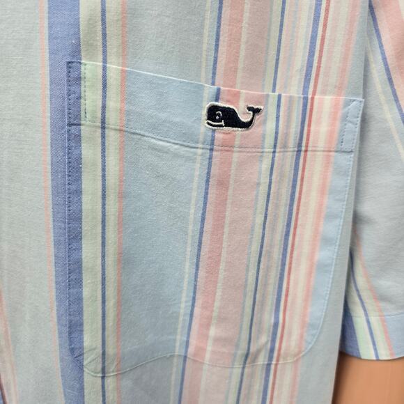 Vineyard Vines Stretch Cotton Short-Sleeve Awning Stripe Shirt S/S Men Big 2XB - Picture 6 of 15